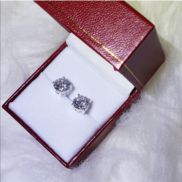 NEW Gift Ready 4 Karat Total Lab Diamonds .925 Sterling Silver New Box Earrings - Picture 6 of 10